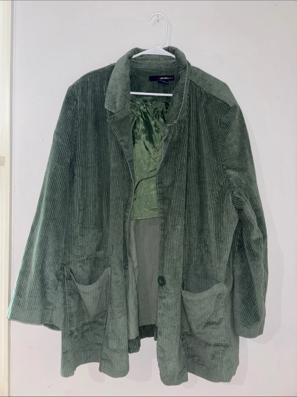 Denim 24/7 Olive Green Corduroy Shirt Jacket